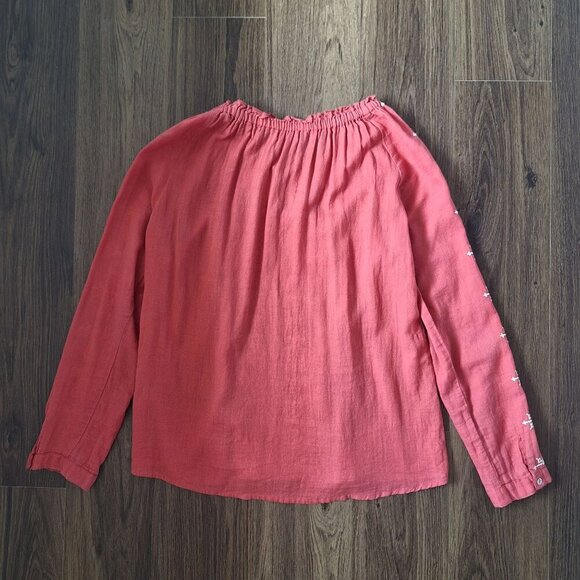 💙 World Market Embroidered Oversized Lightweight Boho Peasant Blouse Size S/M 1 - Picture 7 of 8